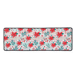 Cute Christmas Poinsettia Pattern Print Long Kitchen Mat