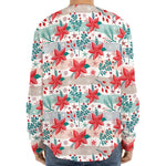 Cute Christmas Poinsettia Pattern Print Long Sleeve Baseball Jersey