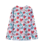 Cute Christmas Poinsettia Pattern Print Long Sleeve Short Coat