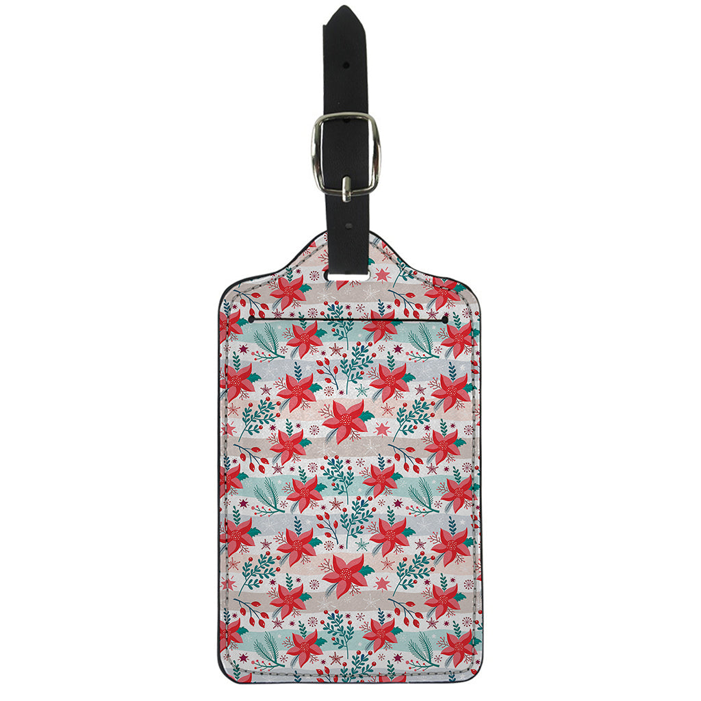 Cute Christmas Poinsettia Pattern Print Luggage Tag