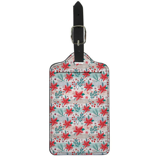 Cute Christmas Poinsettia Pattern Print Luggage Tag