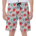 Cute Christmas Poinsettia Pattern Print Men's Beach Shorts