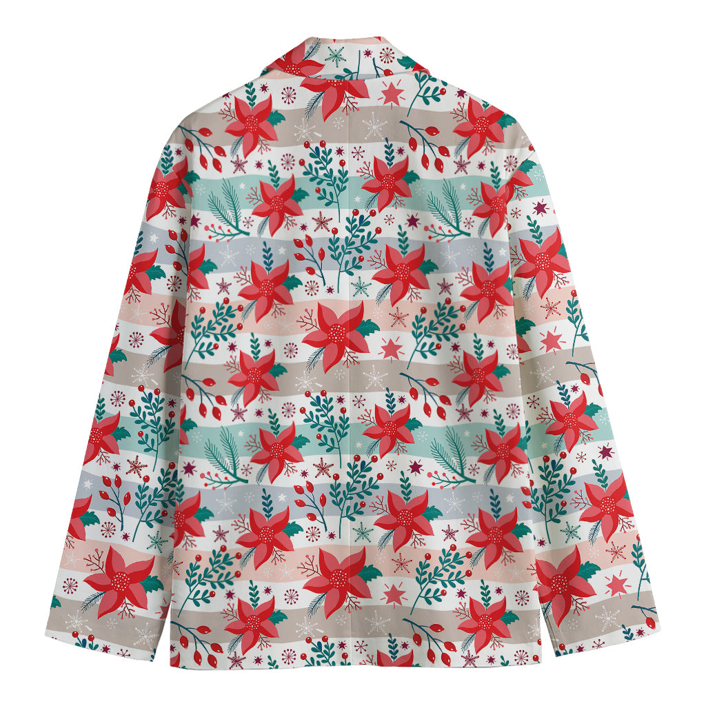 Cute Christmas Poinsettia Pattern Print Men's Blazer