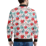 Cute Christmas Poinsettia Pattern Print Men's Bomber Jacket