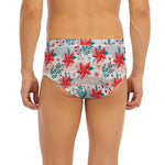 Cute Christmas Poinsettia Pattern Print Men's Briefs