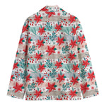 Cute Christmas Poinsettia Pattern Print Men's Cotton Blazer