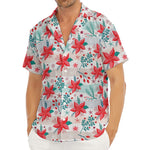 Cute Christmas Poinsettia Pattern Print Men's Deep V-Neck Shirt