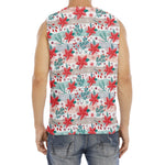 Cute Christmas Poinsettia Pattern Print Men's Fitness Tank Top