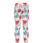 Cute Christmas Poinsettia Pattern Print Men's leggings