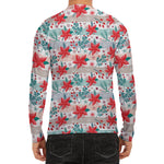 Cute Christmas Poinsettia Pattern Print Men's Long Sleeve Rash Guard