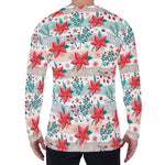 Cute Christmas Poinsettia Pattern Print Men's Long Sleeve T-Shirt