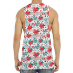 Cute Christmas Poinsettia Pattern Print Men's Muscle Tank Top