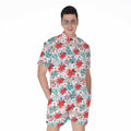 Cute Christmas Poinsettia Pattern Print Men's Romper