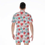 Cute Christmas Poinsettia Pattern Print Men's Rompers