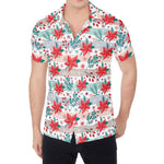 Cute Christmas Poinsettia Pattern Print Men's Shirt