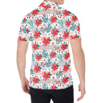 Cute Christmas Poinsettia Pattern Print Men's Shirt