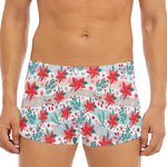 Cute Christmas Poinsettia Pattern Print Men's Short Boxer Briefs