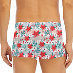 Cute Christmas Poinsettia Pattern Print Men's Short Boxer Briefs