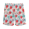 Cute Christmas Poinsettia Pattern Print Men's Athletic Shorts