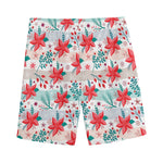 Cute Christmas Poinsettia Pattern Print Men's Sports Shorts