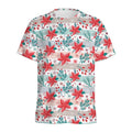 Cute Christmas Poinsettia Pattern Print Men's Athletic T-Shirt