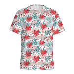Cute Christmas Poinsettia Pattern Print Men's Sports T-Shirt