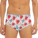 Cute Christmas Poinsettia Pattern Print Men's Triangle Swim Briefs