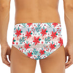 Cute Christmas Poinsettia Pattern Print Men's Triangle Swim Briefs