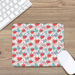 Cute Christmas Poinsettia Pattern Print Mouse Pad
