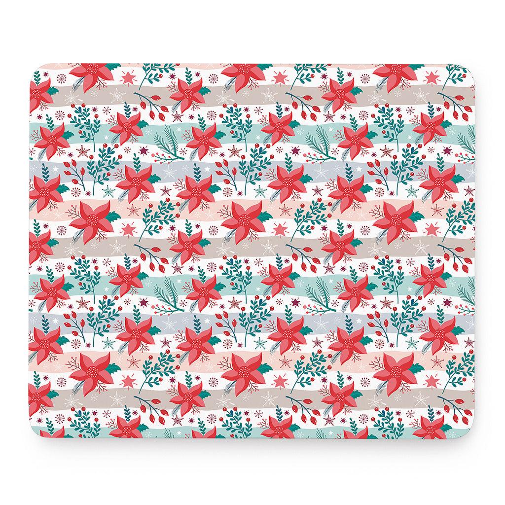 Cute Christmas Poinsettia Pattern Print Mouse Pad
