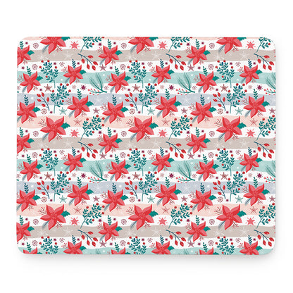 Cute Christmas Poinsettia Pattern Print Mouse Pad