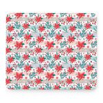 Cute Christmas Poinsettia Pattern Print Mouse Pad