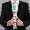 Cute Christmas Poinsettia Pattern Print Necktie