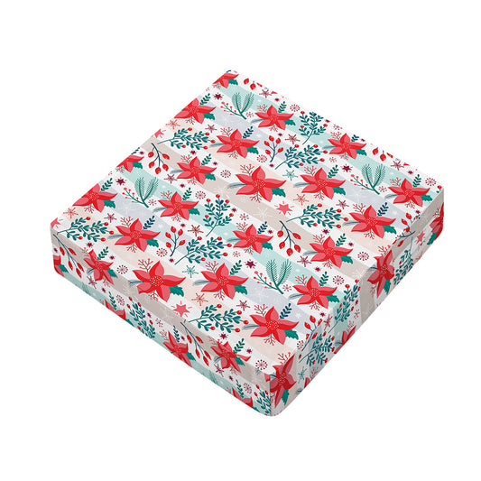 Cute Christmas Poinsettia Pattern Print Outdoor Seat Cushion Cover