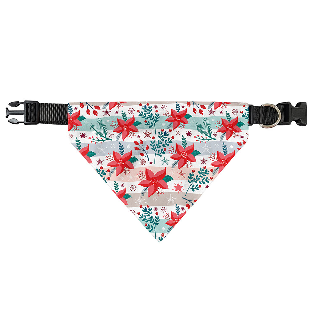 Cute Christmas Poinsettia Pattern Print Over The Collar Dog Bandana