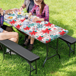 Cute Christmas Poinsettia Pattern Print Picnic Table Cover