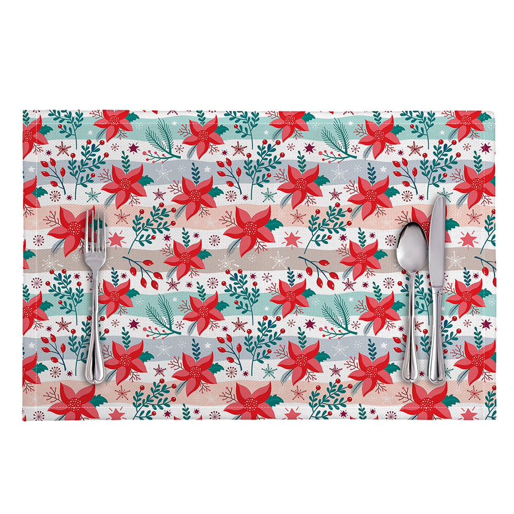 Cute Christmas Poinsettia Pattern Print Placemat
