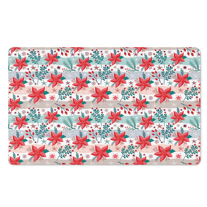 Cute Christmas Poinsettia Pattern Print Polyester Doormat