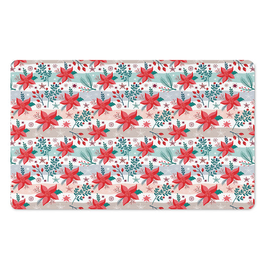 Cute Christmas Poinsettia Pattern Print Polyester Doormat