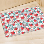 Cute Christmas Poinsettia Pattern Print Polyester Doormat