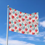 Cute Christmas Poinsettia Pattern Print Polyester Flag