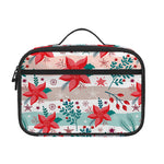 Cute Christmas Poinsettia Pattern Print Portable Lunch Bag