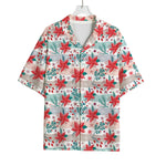 Cute Christmas Poinsettia Pattern Print Rayon Hawaiian Shirt