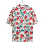 Cute Christmas Poinsettia Pattern Print Rayon Hawaiian Shirt