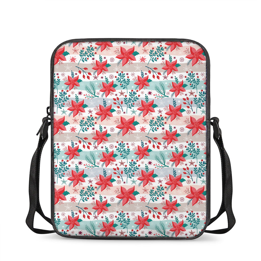 Cute Christmas Poinsettia Pattern Print Rectangular Crossbody Bag