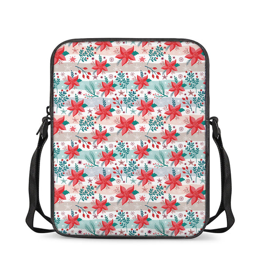 Cute Christmas Poinsettia Pattern Print Rectangular Crossbody Bag
