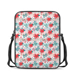 Cute Christmas Poinsettia Pattern Print Rectangular Crossbody Bag