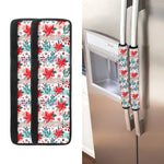 Cute Christmas Poinsettia Pattern Print Refrigerator Handle Covers