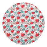 Cute Christmas Poinsettia Pattern Print Round Blanket