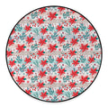 Cute Christmas Poinsettia Pattern Print Round Floor Mat